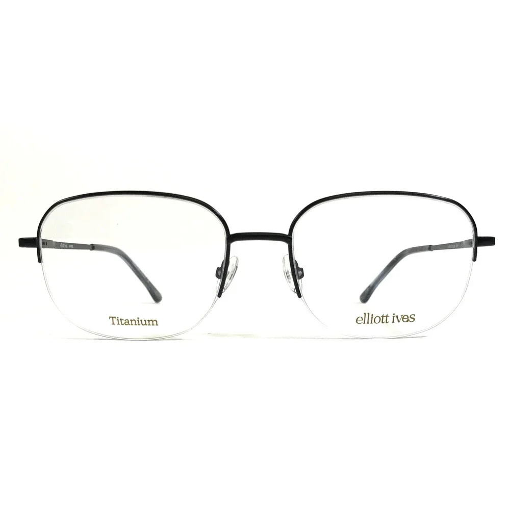Elliott Ives Eyeglasses Frame FRINGE BK Black Square Half Rim Titanium 55-19-150